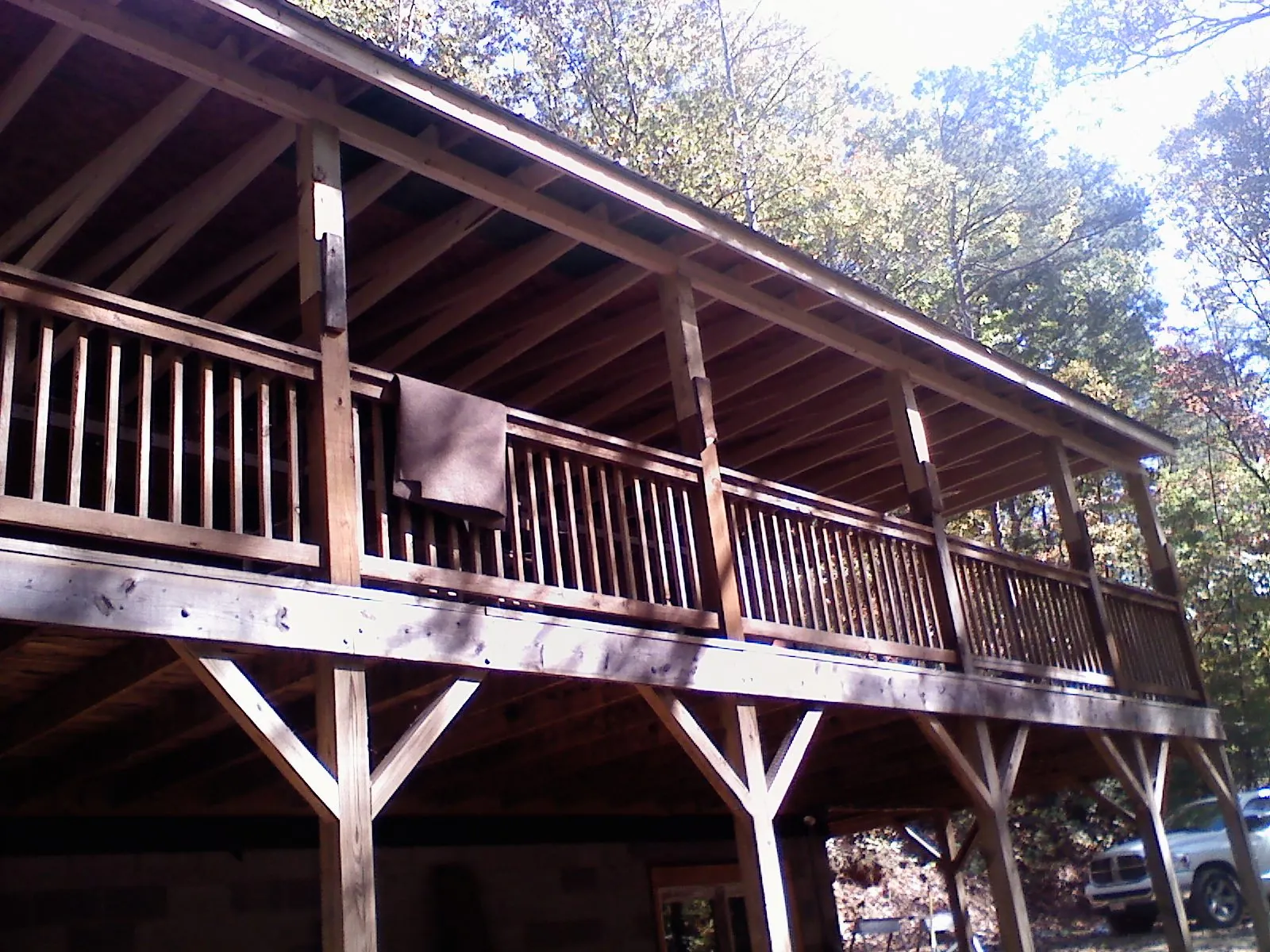 Timber framing under a new elevated porch and deck — Roof Leak Repair in Wadesville by Roofing Brothers